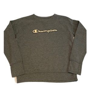 Champion Logo Grey Sweater Small Crew Pullover